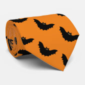 Halloween Black Bat Orange Neck Tie Krawatte (Gerollt)