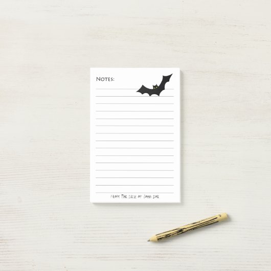 Halloween Black Bat Silhouette - Linke weiße Notiz (Auf Schreibtisch)