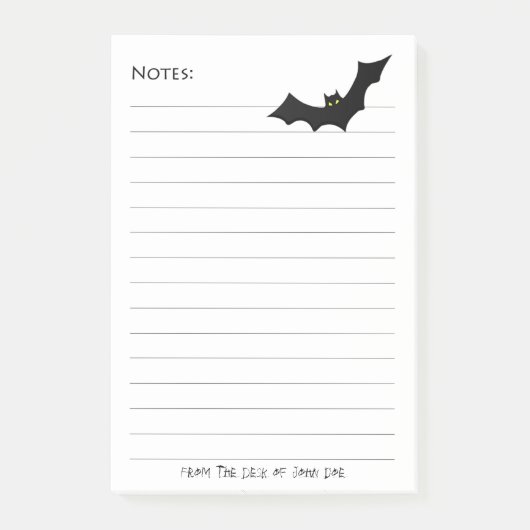 Halloween Black Bat Silhouette - Linke weiße Notiz (Vorderseite)