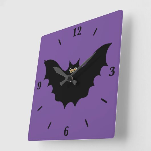 Halloween Black Bat Square Wall Uhr (Winkel)