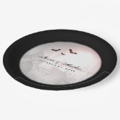 Halloween Black Bats Gothic Wedding Matching Plate Pappteller (Schrägansicht)