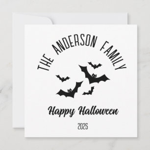Halloween Black Bats Personalisiert Name Year Feiertagskarte
