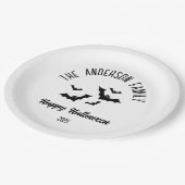 Halloween Black Bats Personalisiert Name Year Pappteller (Schrägansicht)