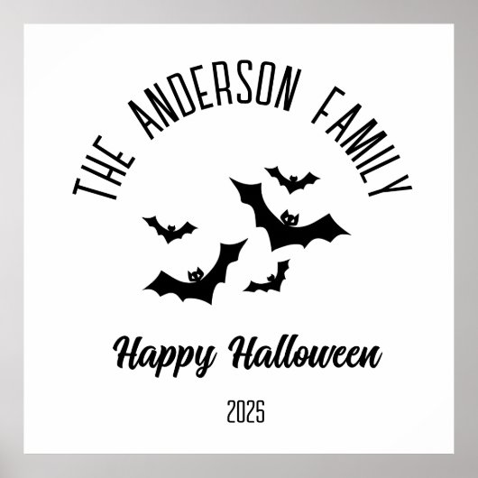 Halloween Black Bats Personalisiert Name Year Poster (Vorne)