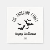 Halloween Black Bats Personalisiert Name Year Serviette (Vorderseite)