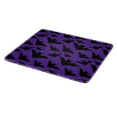 Halloween black bats purple cool spooky pattern schneidebrett (Ecke)