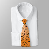 Halloween Black Bats Random Muster Orange BG Krawatte (Gebunden)