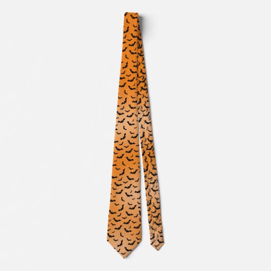 Halloween Black Bats Random Muster Orange BG Krawatte (Vorderseite)