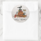 Halloween Black Bird und Pumpkins | Aufkleber (Tasche)