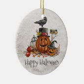 Halloween Black Bird und Pumpkins | Keramik-Orname Keramik Ornament (Rechts)