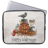 Halloween Black Bird und Pumpkins Laptop Sleeve (Vorderseite)