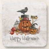 Halloween Black Bird und Pumpkins | Untersetzer (Vorderseite)