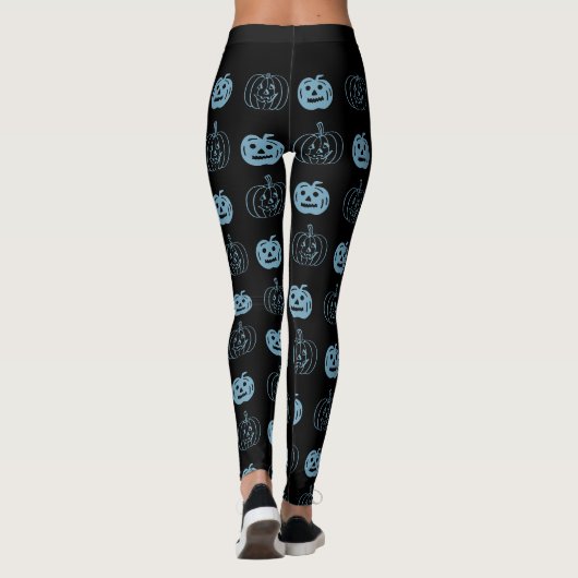 Halloween Black Blue Pumpkin Pattern Kostüm Leggings (Rückseite)