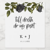 Halloween Black Blume Hochzeitweiß Weinetikett (Einzelnes Label)