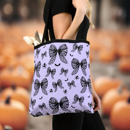 Halloween Black Bow Coquette Lila Hexe Tasche