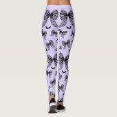 Halloween Black Bow Coquette Lila Hexenname Leggings (Rückseite)