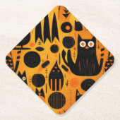 Halloween Black Cat Abstrakt Untersetzer (Vorderseite)