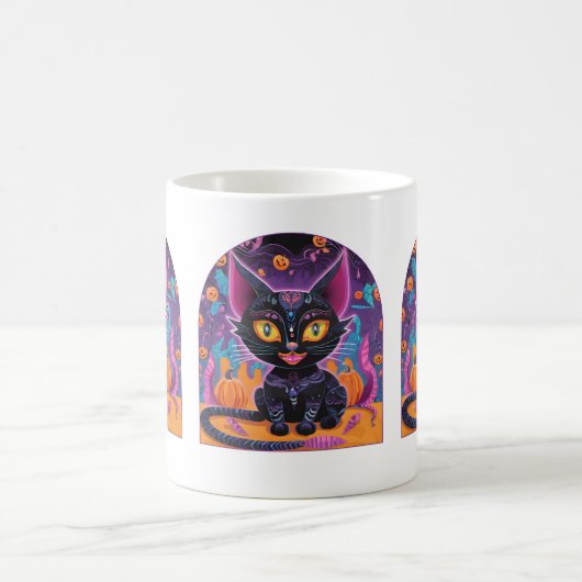 Halloween Black Cat Alebrije Kaffeetasse (Mittel)