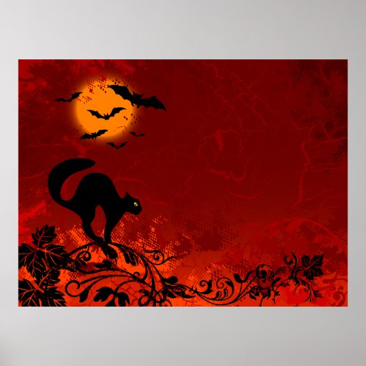 Halloween Black Cat and Bats Poster (Vorne)
