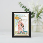 Halloween Black Cat and Boy Postkarte (Stehend Vorderseite)