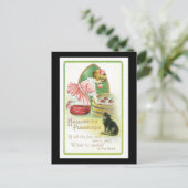 Halloween Black Cat and Girl Postkarte (Stehend Vorderseite)