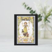 Halloween Black Cat and Girl Postkarte (Stehend Vorderseite)