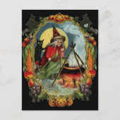 Halloween Black Cat and Hexe Postkarte (Vorderseite)