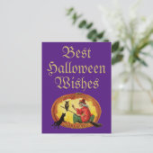 Halloween Black Cat and Hexe Postkarte (Stehend Vorderseite)