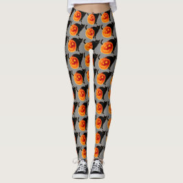 Halloween Black Cat and Jack-O-Lantern Leggings