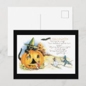 Halloween Black Cat and Mouse Postkarte (Vorne/Hinten)