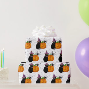 Halloween Black Cat and Pumpkin Pattern Craft Geschenkpapier