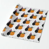 Halloween Black Cat and Pumpkin Pattern Craft Geschenkpapier (Ungerollt)