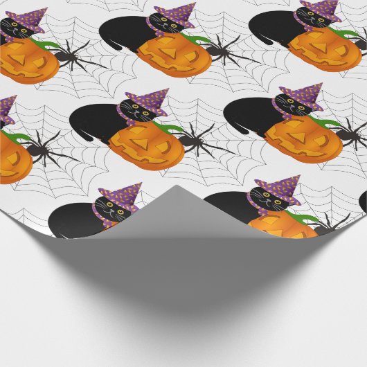 Halloween Black Cat and Pumpkin Pattern Craft Geschenkpapier (Ecke)
