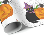 Halloween Black Cat and Pumpkin Pattern Craft Geschenkpapier (Rolleneckpunkt)