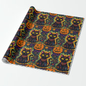 Halloween Black Cat and Pumpkin Wrapping Paper Geschenkpapier (Ungerollt)