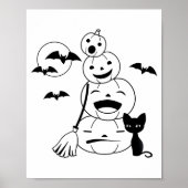 Halloween Black Cat and Pumpkins Coloring Page Poster (Vorne)