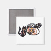 Halloween black cat and raven magnet (Vorderseite/Rückseite)