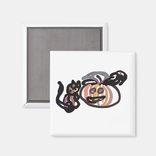 Halloween black cat and raven magnet (Vorderseite/Rückseite)