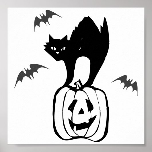 Halloween Black Cat auf Pumpkin Poster (Vorne)