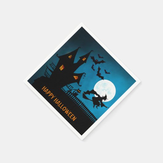Halloween Black Cat Bats Party Serviette (Ecke)