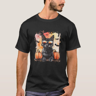 Halloween Black Cat Bats Pumpkin Trick oder behand T-Shirt