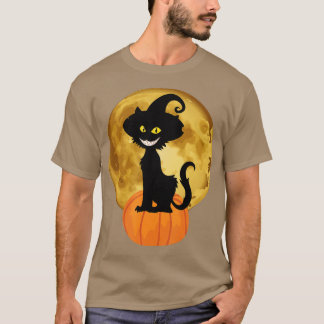 Halloween Black Cat Beängstigend Pumpkin Auf dem M T-Shirt