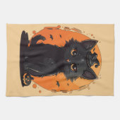 Halloween Black Cat, Black Jack O' Lantern Geschirrtuch (Horizontal)