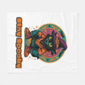 Halloween Black Cat - Bleibe Spooky Retro Hexenkat Fleecedecke (Vorderseite (Horizontal))