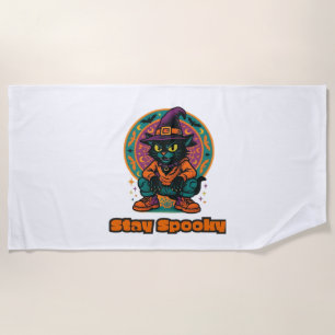 Halloween Black Cat - Bleibe Spooky Retro Hexenkat Strandtuch