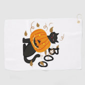 Halloween Black Cat Boo Golfhandtuch (Horizontal)