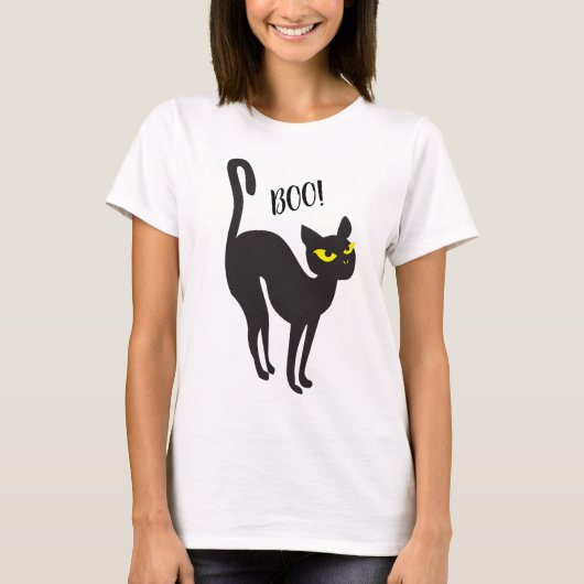 Halloween Black Cat, Boo! Leckerei oder Trick, Tre T-Shirt (Vorderseite)