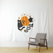 Halloween Black Cat Boo Wandteppich (Beispiel (Horizontal))