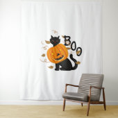 Halloween Black Cat Boo Wandteppich (Beispiel)