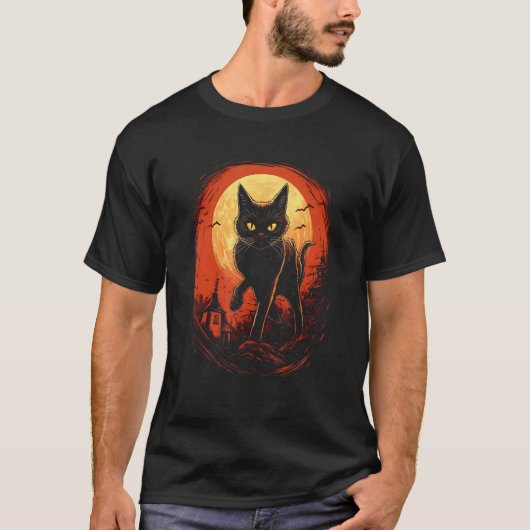 Halloween Black Cat by Haunted Horror Halloween 1 T-Shirt (Vorderseite)